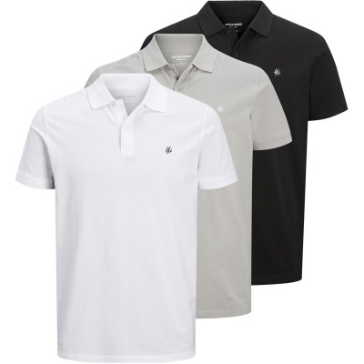 jack,and,jones,3,pack,short,sleeve,polo,shirt,mens,white,grey,black