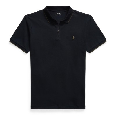 риза,с,къс,ръкав,мъжки,тениски,polo,ralph,lauren,men,s,zipped,short,sleeve,shirt,polo,black