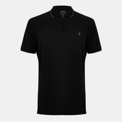 риза,с,къс,ръкав,облекла,на,разпродажба,мъжки,тениски,polo,ralph,lauren,men's,zipped,short,sleeve,shirt,polo,black