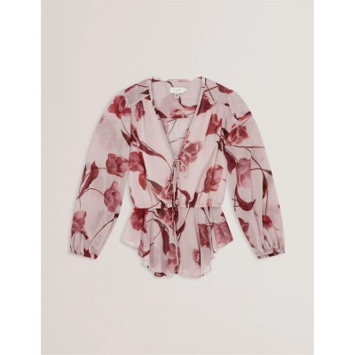 ted,baker,women,s,woven,print,long,sleeve,blouse,pink