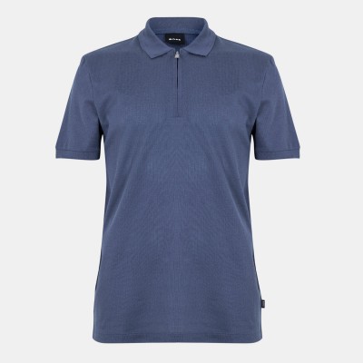 блуза,с,яка,мъжки,тениски,boss,mens,boss,black,paras,short,sleeve,modern,polo,shirt,open,blue,468