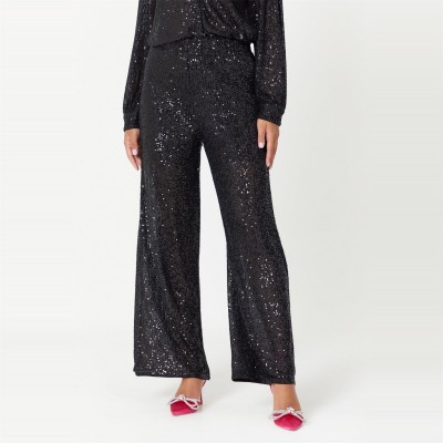 панталони,дамски,долнища,размер+,дамски,облекла,размер,be,you,sequin,trousers,black