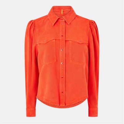 дамски,ризи,boss,women's,benedetta,d,long,sleeve,blouse,orange