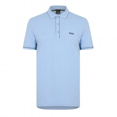 блуза,с,яка,облекла,на,разпродажба,мъжки,тениски,boss,men's,paule,short,sleeve,polo,shirt,open,blue