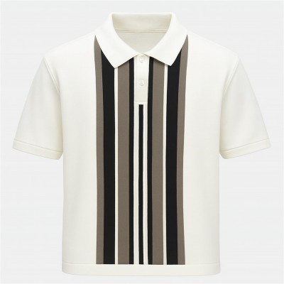 блуза,с,яка,мъжки,блузи,с,яка,firetrap,knitted,stripe,polo,shirt,white,combo