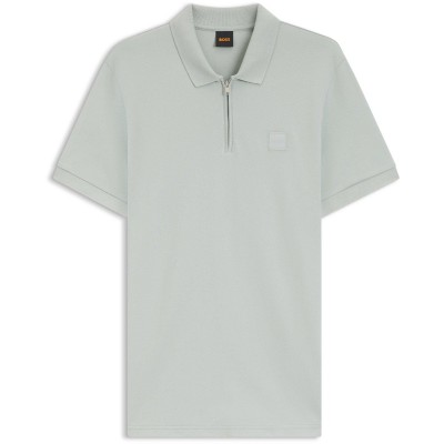 блуза,с,яка,мъжки,тениски,boss,mens,boss,orange,short,sleeve,quarter,zip,polo,top,silver
