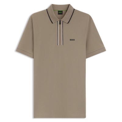 блуза,с,яка,мъжки,тениски,boss,mens,boss,green,short,sleeve,zip,polo,shirt,philix,lt,pastel,green