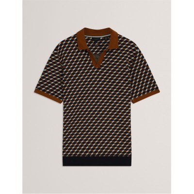 мъжки,тениски,ted,baker,ted,ss,jacquard,polo,sn61,brown,tan