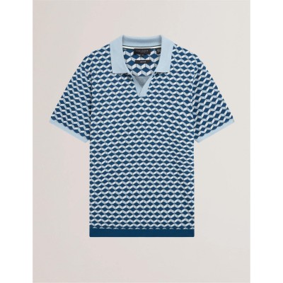 ted,baker,men,s,jacquard,short,sleeve,polo,shirt,dk,blue