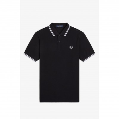 блуза,с,яка,мъжки,тениски,fred,perry,short,sleeve,twin,tipped,polo,shirt,black,white,350