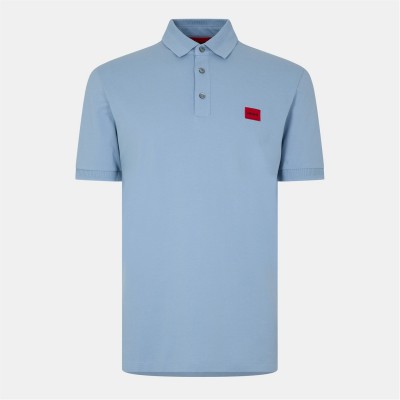 блуза,с,яка,мъжки,тениски,hugo,men's,short,sleeve,polo,shirt,open,blue,483
