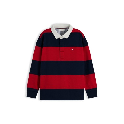 блуза,с,яка,tommy,hilfiger,kids,rugby,polo,shirt,red,stripe,xlg