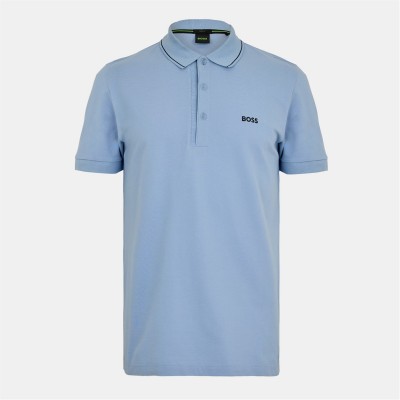 блуза,с,яка,облекла,на,разпродажба,мъжки,тениски,boss,men's,paule,short,sleeve,polo,shirt,open,blue