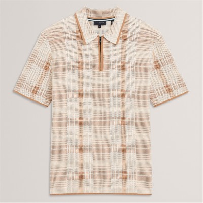 блуза,с,яка,облекла,на,разпродажба,мъжки,блузи,с,яка,ted,baker,men's,ss,check,short,sleeve,polo,shirt,taupe