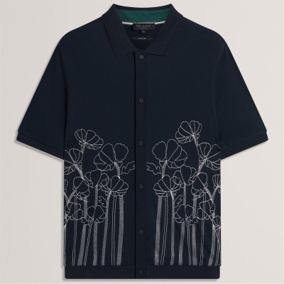 блуза,с,яка,мъжки,блузи,с,яка,ted,baker,men's,ss,floral,short,sleeve,polo,shirt,navy