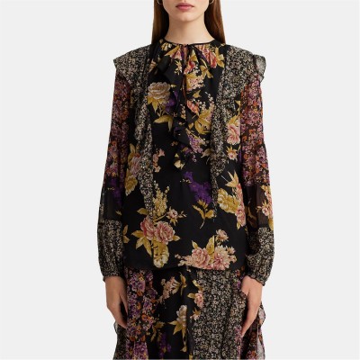 дамски,ризи,lauren,by,ralph,lauren,rilynn,blouse,black,tan,multi