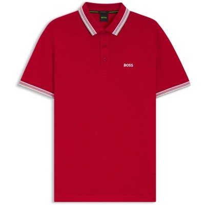 блуза,с,яка,мъжки,тениски,boss,mens,boss,green,paddy,polo,shirt,with,contrast,tipping,medium,red