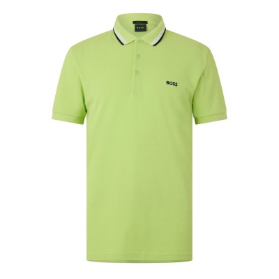блуза,с,яка,мъжки,тениски,boss,mens,boss,green,paddy,polo,shirt,with,contrast,tipping,lime,green,384