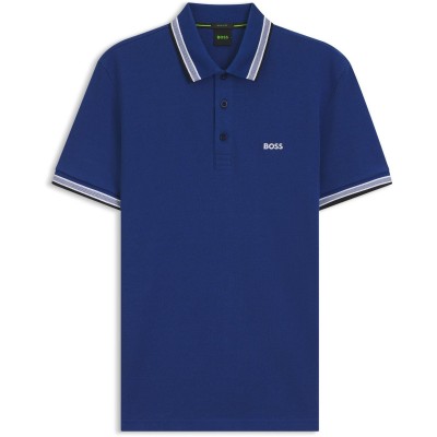 блуза,с,яка,мъжки,тениски,boss,mens,boss,green,paddy,polo,shirt,with,contrast,tipping,medium,blue