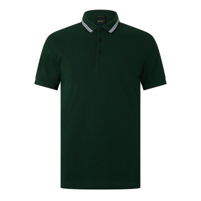 блуза,с,яка,мъжки,тениски,boss,mens,boss,green,paddy,polo,shirt,with,contrast,tipping,dark,green,348