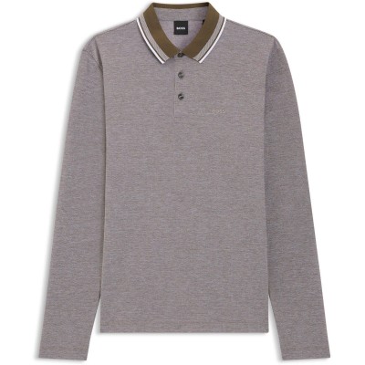 блуза,с,яка,мъжки,тениски,boss,pittman,long,sleeve,polo,shirt,open,green,342