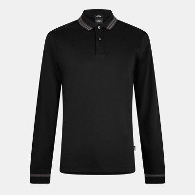 блуза,с,яка,мъжки,тениски,boss,men,s,h,pleins,black,long,sleeve,polo,shirt,black,001
