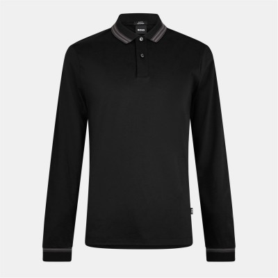 блуза,с,яка,облекла,на,разпродажба,мъжки,тениски,boss,men's,h,pleins,black,long,sleeve,polo,shirt,black,001