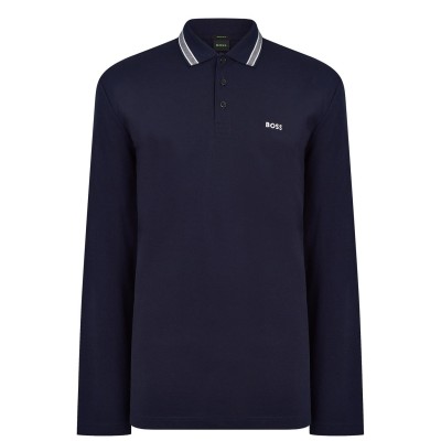 блуза,с,яка,мъжки,блузи,с,яка,boss,plisy,long,sleeve,polo,shirt,navy,403