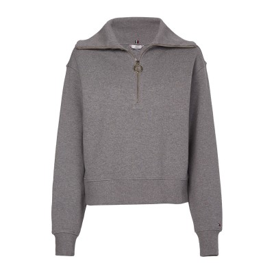блуза,дамски,горнища,с,качулка,дамски,ежедневни,облекла,tommy,hilfiger,zip,collar,sweatshirt,mid,grey,hthr