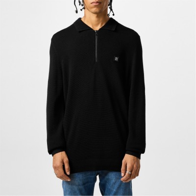 блуза,мъжки,тениски,hugo,sastor,zip,neck,polo,sweater,black,001