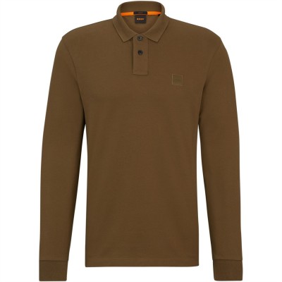 блуза,с,яка,мъжки,тениски,boss,long,sleeve,polo,shirt,open,green