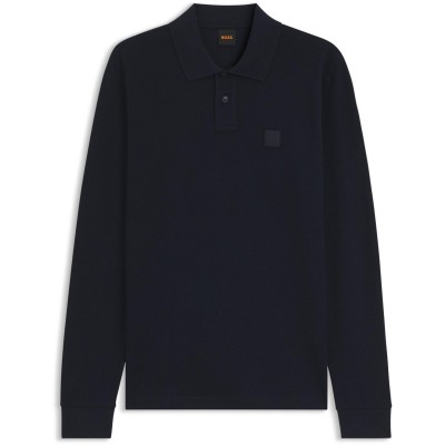 блуза,с,яка,мъжки,тениски,boss,mens,boss,orange,passerby,premium,cotton,long,sleeve,polo,shirt,with,logo,detail,dark,blue