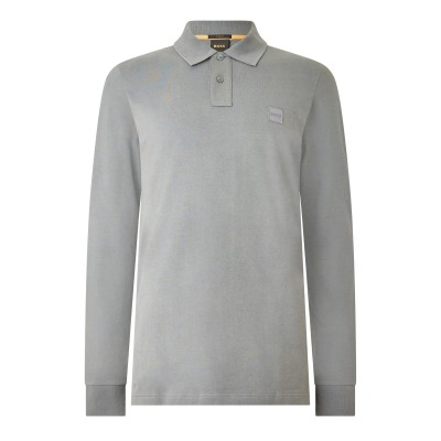 блуза,с,яка,мъжки,тениски,boss,mens,boss,orange,passerby,premium,cotton,long,sleeve,polo,shirt,with,logo,detail,dark,grey