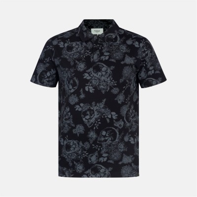 мъжка,блуза,с,яка,мъжки,блузи,с,яка,firetrap,all,over,print,polo,top,mens,black