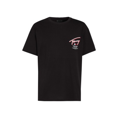 тениска,мъжки,тениски,tommy,jeans,3d,signature,t,shirt,black,bds