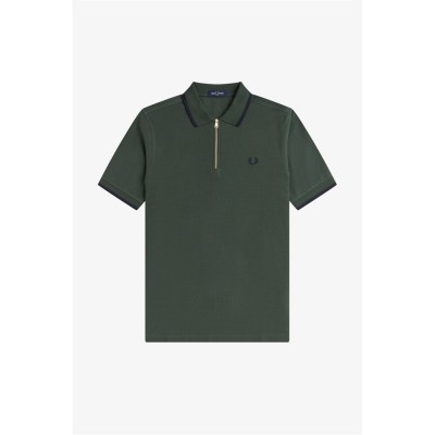блуза,с,яка,облекла,на,разпродажба,мъжки,тениски,fred,perry,men's,crepe,zipped,short,sleeve,polo,shirt,court,green,x89