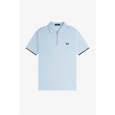 блуза,с,яка,мъжки,тениски,fred,perry,men's,crepe,zipped,short,sleeve,polo,shirt,light,smoke,146