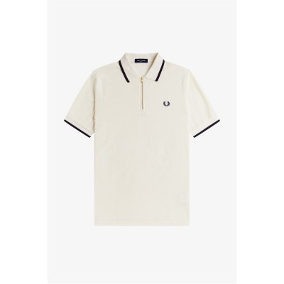 блуза,с,яка,облекла,на,разпродажба,мъжки,тениски,fred,perry,men's,crepe,zipped,short,sleeve,polo,shirt,ecru,560
