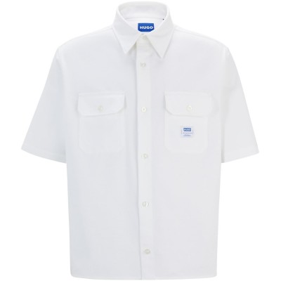 риза,облекла,на,разпродажба,мъжки,ризи,hugo,men's,ekyno,short,sleeve,plain,shirt,open,white