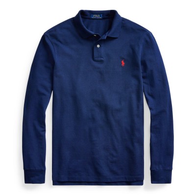 блуза,с,яка,мъжки,тениски,polo,ralph,lauren,men,s,long,sleeve,polo,shirt,navy,light,blue