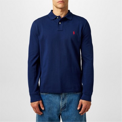 блуза,с,яка,мъжки,тениски,polo,ralph,lauren,slim,fit,polo,shirt,navy,light,blue