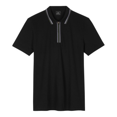 блуза,с,яка,облекла,на,разпродажба,мъжки,тениски,ps,paul,smith,men's,zipped,short,sleeve,polo,shirt,black,79