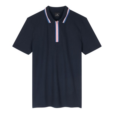блуза,с,яка,облекла,на,разпродажба,мъжки,тениски,ps,paul,smith,men's,zipped,short,sleeve,polo,shirt,blue,49