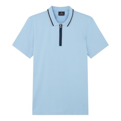 блуза,с,яка,облекла,на,разпродажба,мъжки,тениски,ps,paul,smith,men's,zipped,short,sleeve,polo,shirt,blue,41c