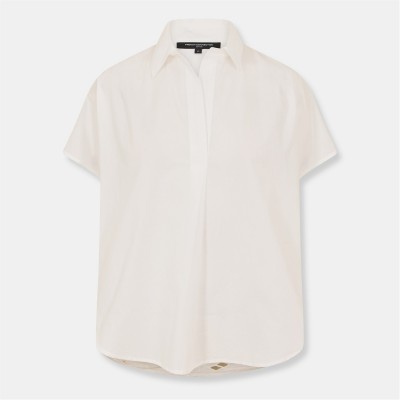 риза,с,къс,ръкав,дамски,ризи,french,connection,embroidered,short,sleeve,shirt,linen,white
