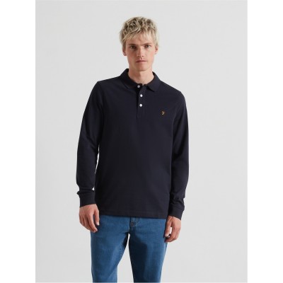блуза,с,яка,облекла,на,разпродажба,мъжки,блузи,с,яка,farah,men's,long,sleeve,polo,shirt,true,navy,412