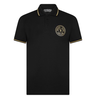 блуза,с,яка,мъжки,блузи,с,яка,versace,jeans,couture,foil,logo,polo,shirt,black,gold,g89
