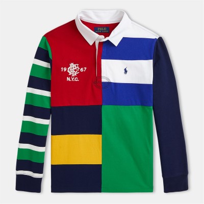 юношеска,блуза,с,яка,детски,3/4,панталони,polo,ralph,lauren,rugby,polo,shirt,juniors,red,multi