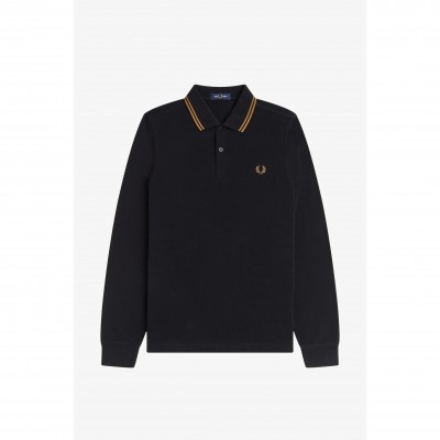 блуза,с,яка,мъжки,тениски,fred,perry,long,sleeve,twin,tipped,polo,shirt,black,s77