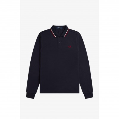 блуза,с,яка,мъжки,тениски,fred,perry,long,sleeve,twin,tipped,polo,shirt,navy,t55